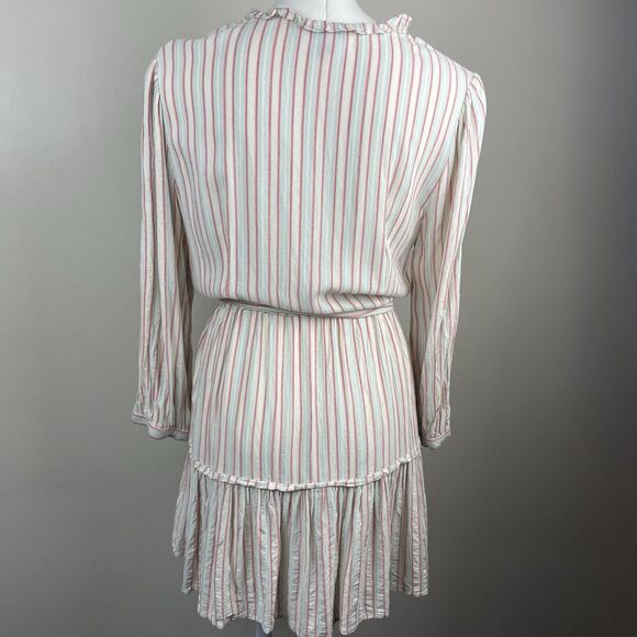 Paige Mini Dress Medium Kylenn Tiered Stripe Cream Boho Flowy Party Casual - Picture 6 of 11